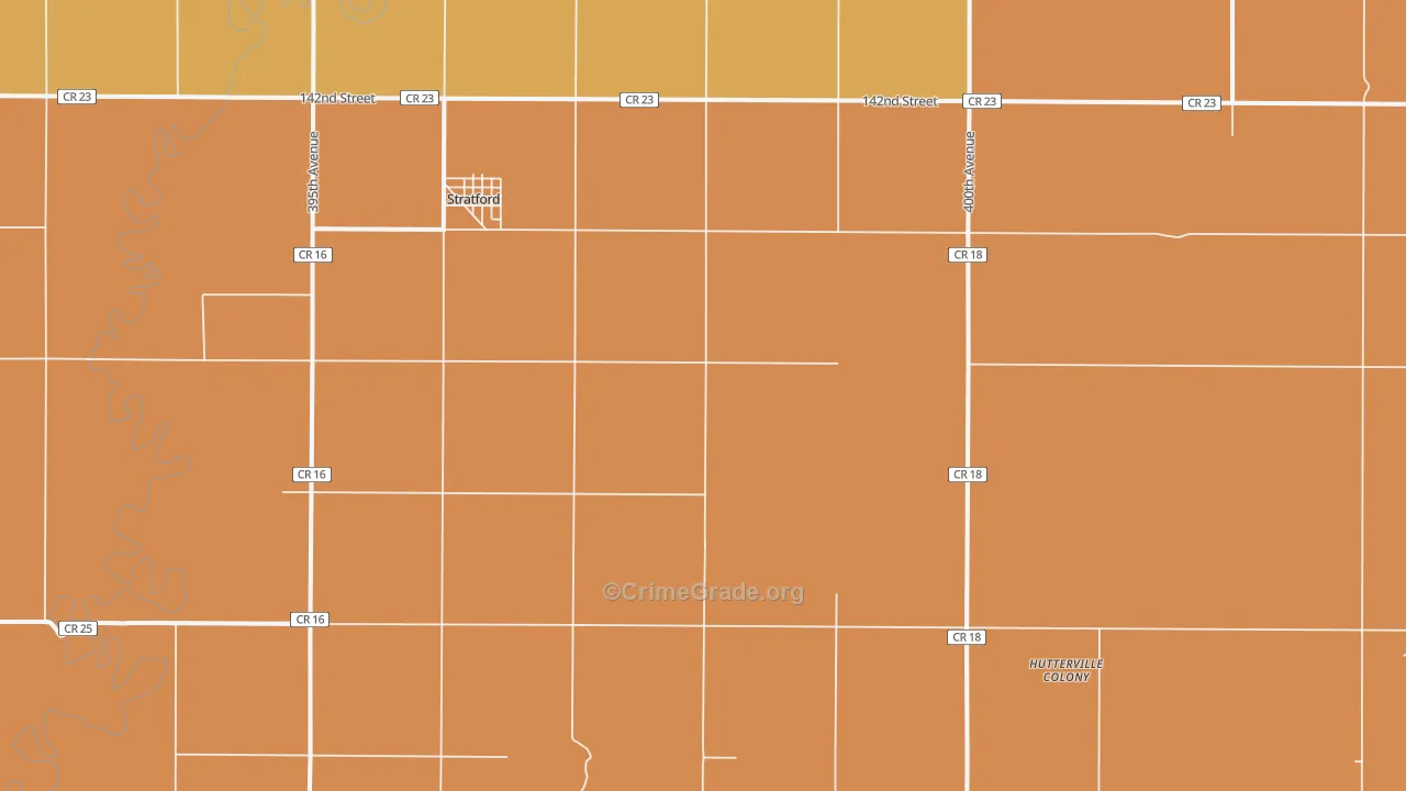 Stratford, SD Map of Robbery Rates