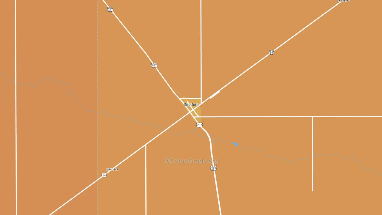 Stratford, TX Map of Robbery Rates
