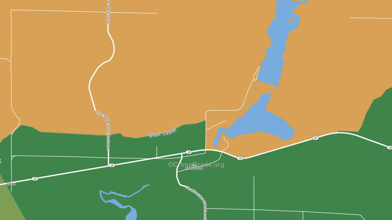 Stratford, WA Map of Robbery Rates