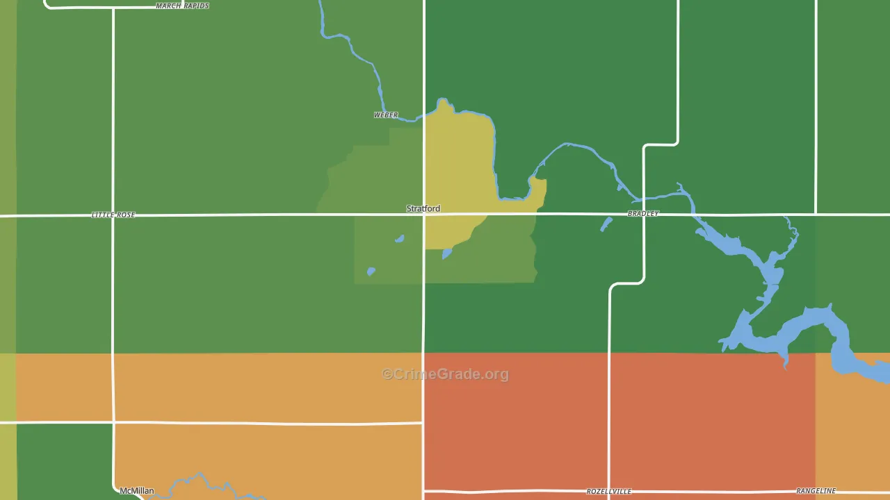 Stratford, WI Map of Robbery Rates
