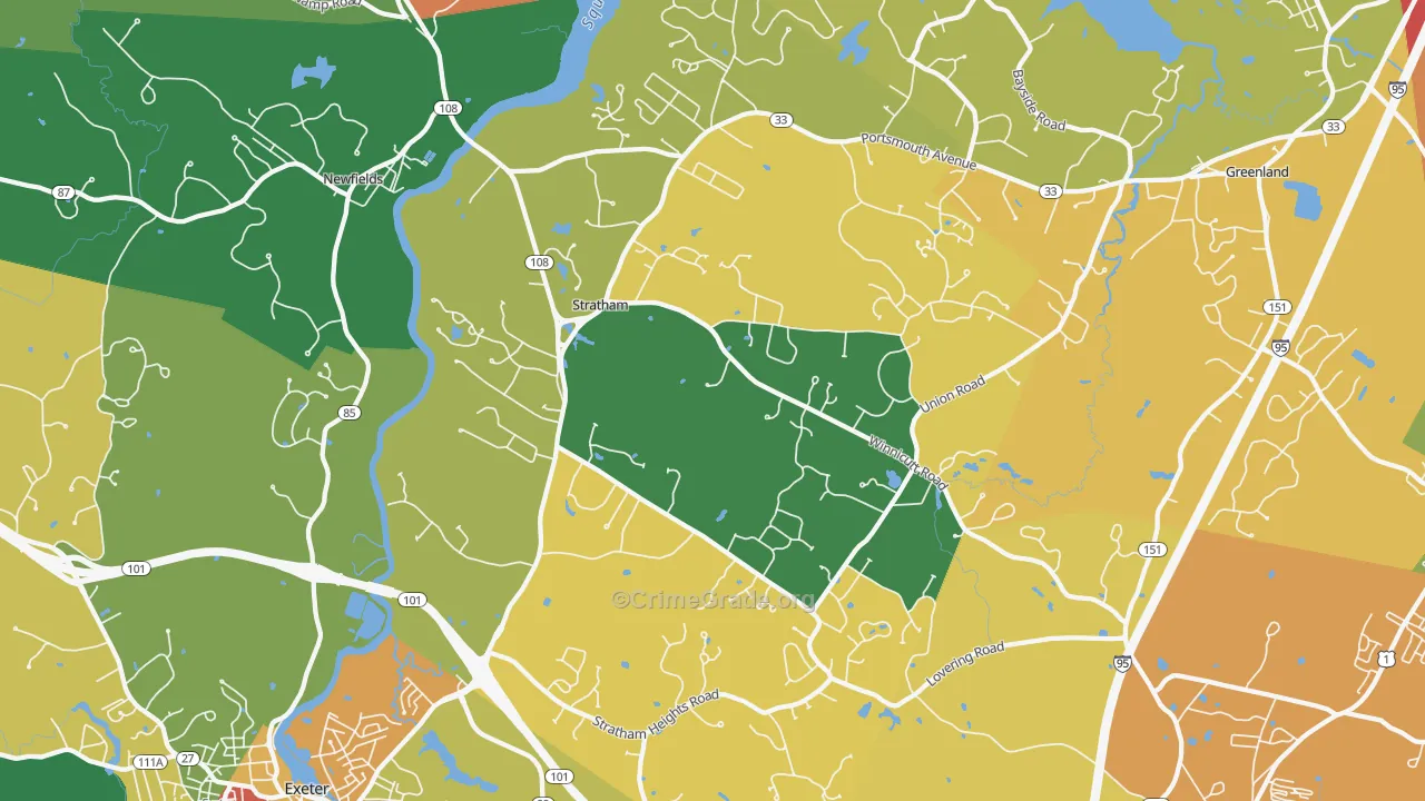 Stratham, NH Map of Robbery Rates