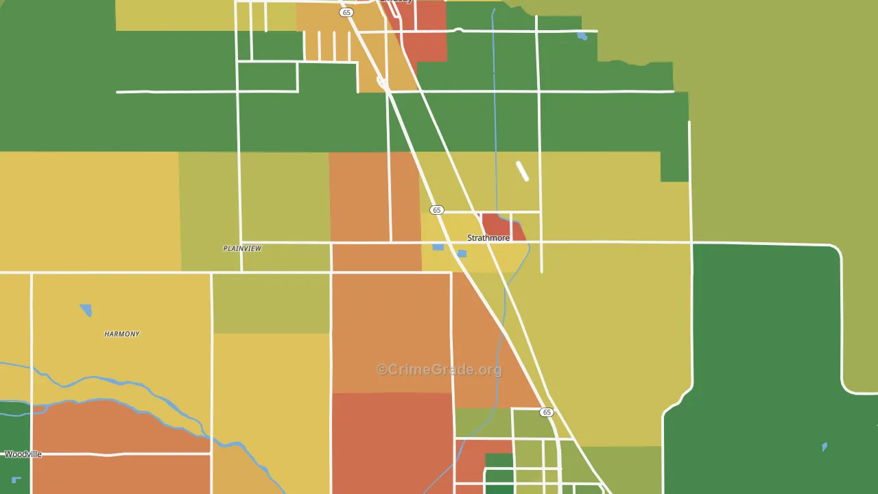 Strathmore, CA Map of Robbery Rates