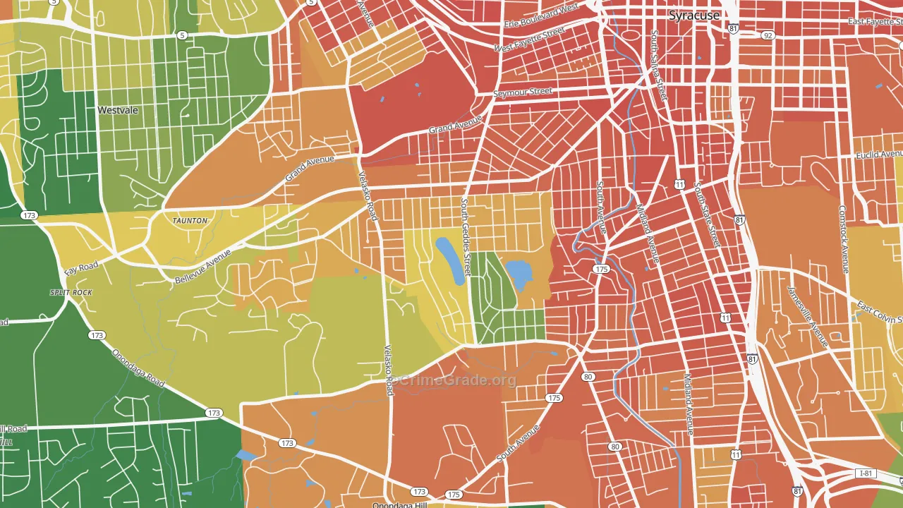 Strathmore, Syracuse, NY Map of Robbery Rates