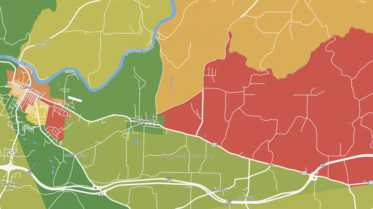 Strattanville, PA Map of Robbery Rates