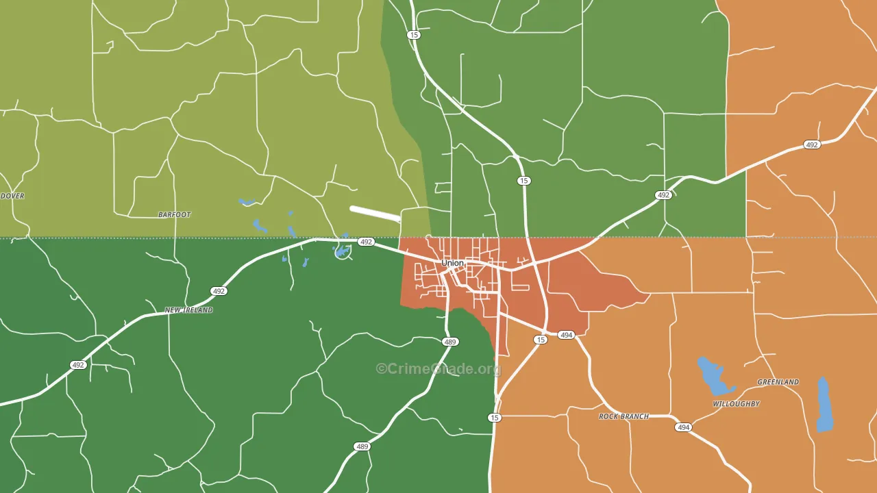 Stratton, MS Map of Robbery Rates