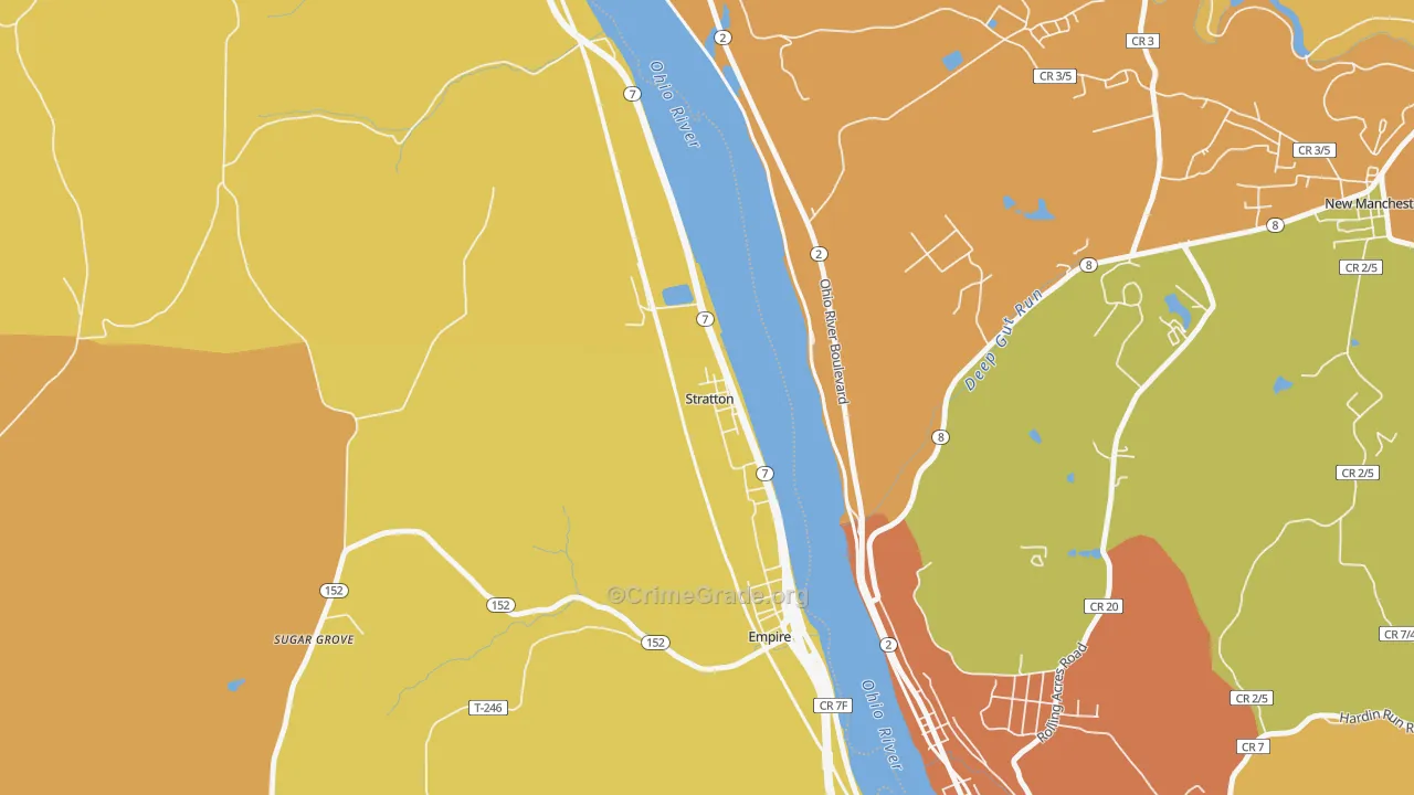 Stratton, OH Map of Robbery Rates