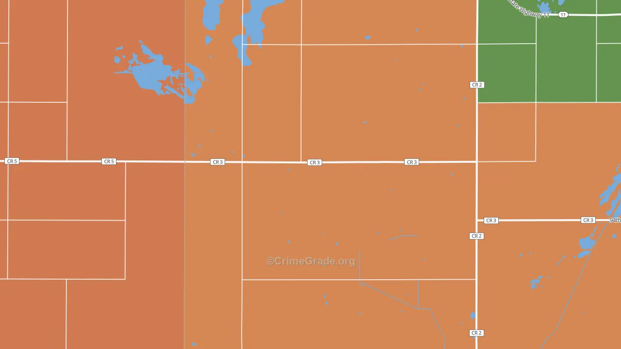 Straubville, ND Map of Robbery Rates