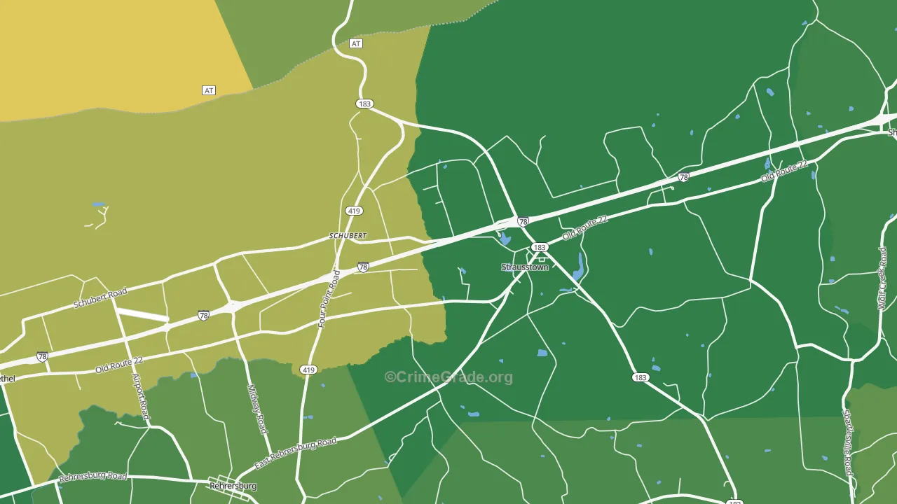 Strausstown, PA Map of Robbery Rates