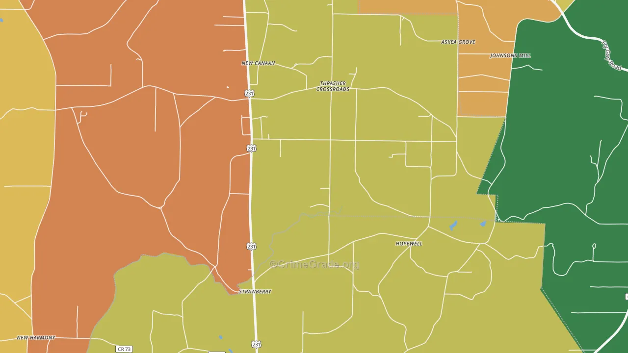 Strawberry, AL Map of Robbery Rates