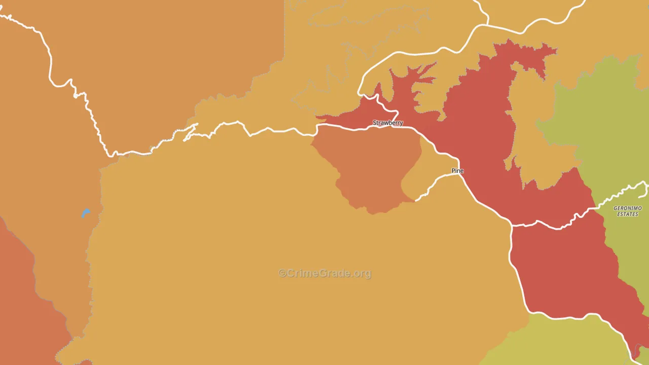 Strawberry, AZ Map of Robbery Rates