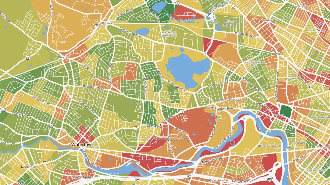 Strawberry Hill, Cambridge, MA Map of Robbery Rates