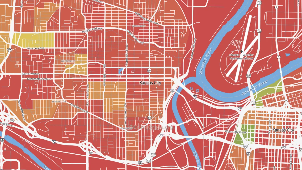 Strawberry Hill, Kansas City, KS Map of Robbery Rates