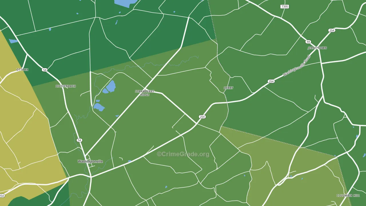 Strawberry Ridge, PA Map of Robbery Rates