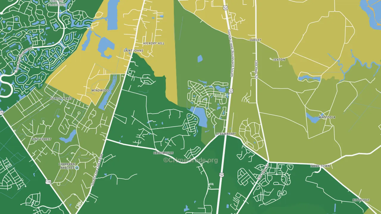 Strawberry, SC Map of Robbery Rates