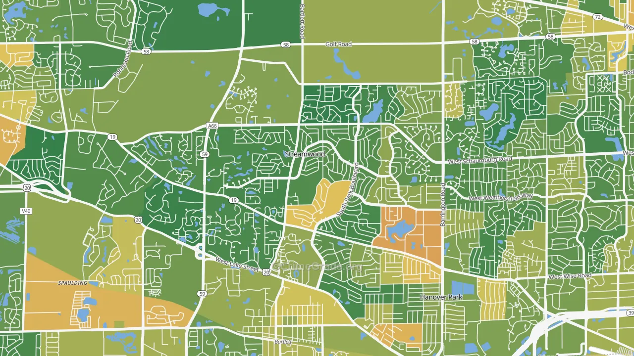 Streamwood, IL Map of Robbery Rates