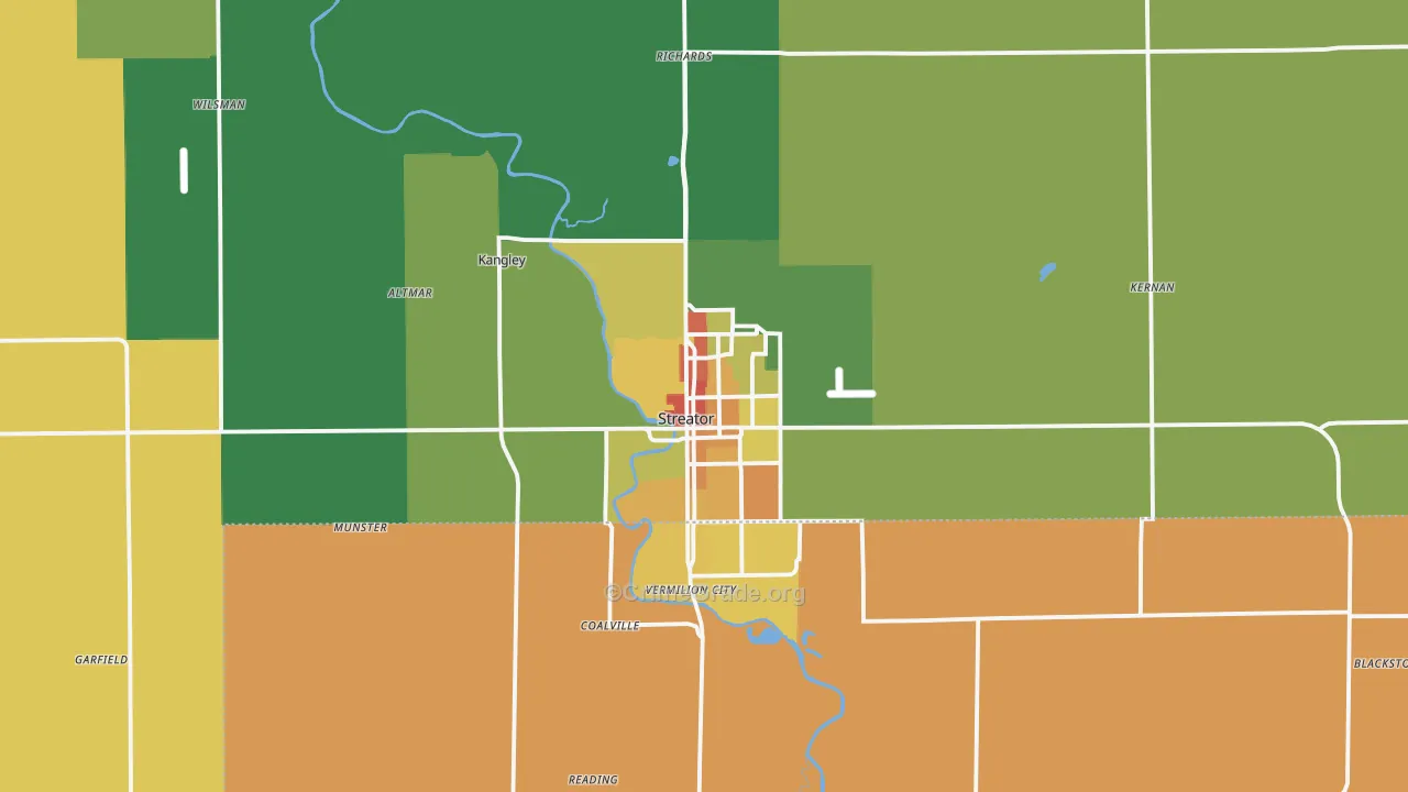 Streator, IL Map of Robbery Rates