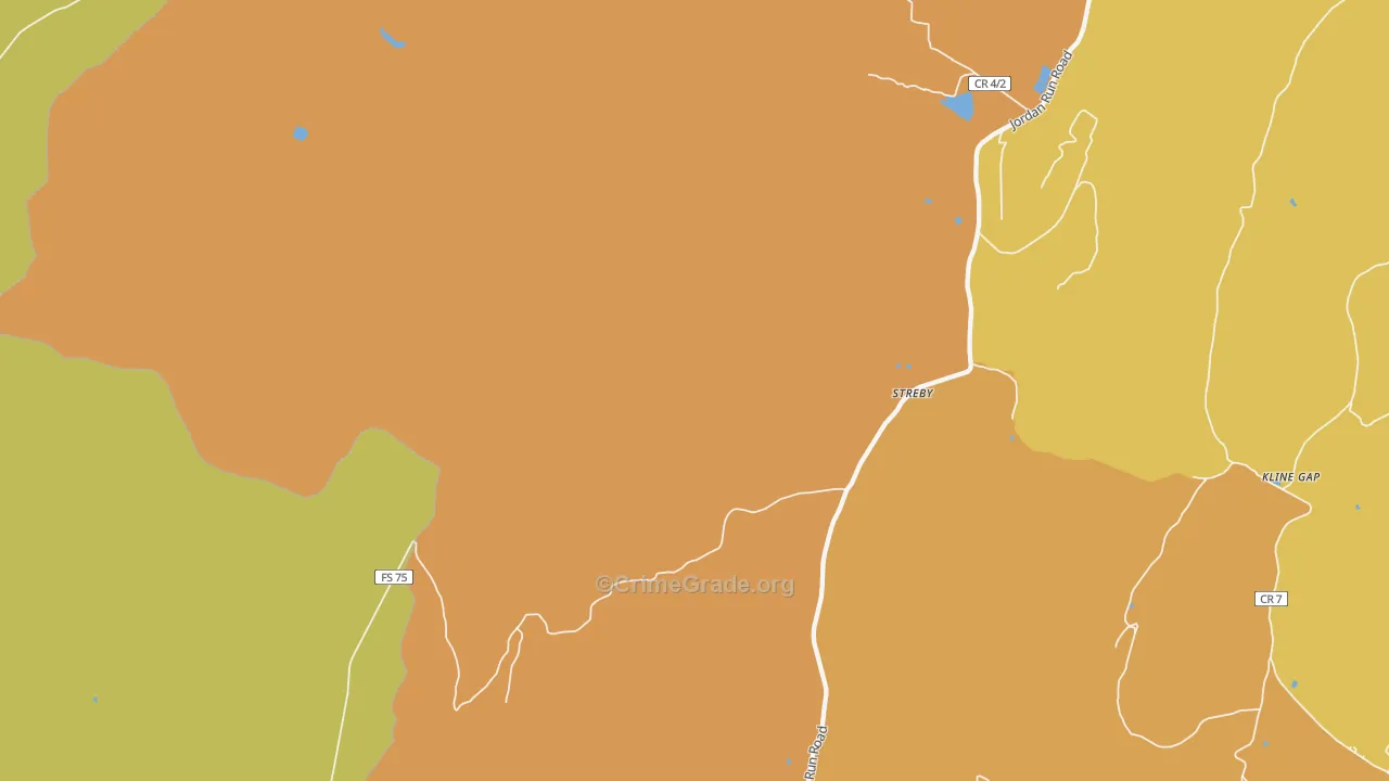 Streby, WV Map of Robbery Rates