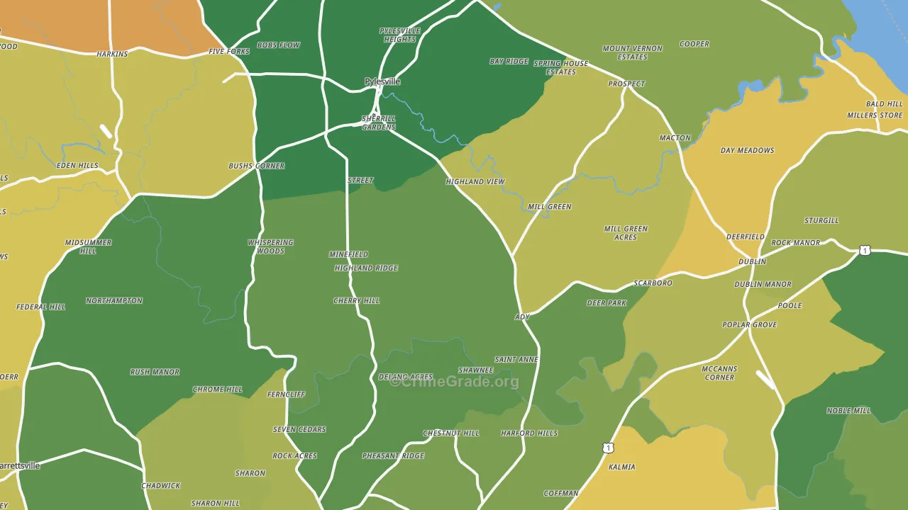 Street, MD Map of Robbery Rates
