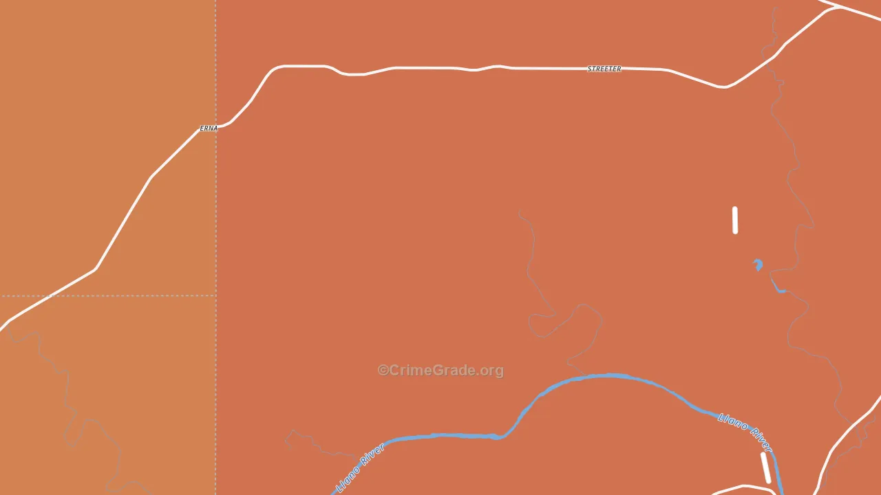 Streeter, TX Map of Robbery Rates