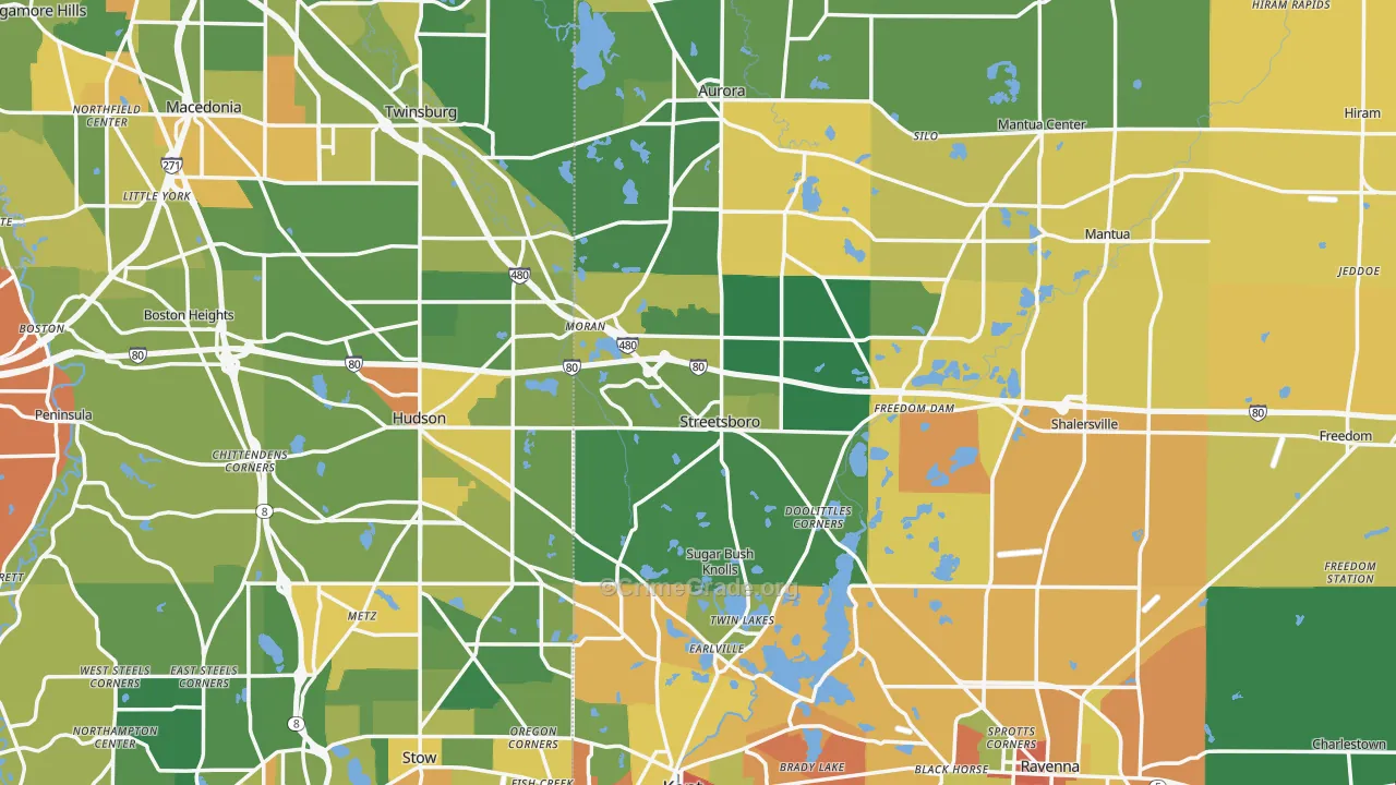 Streetsboro, OH Map of Robbery Rates