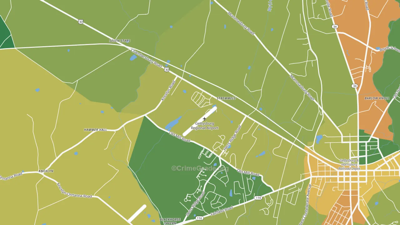 Stremmels, PA Map of Robbery Rates
