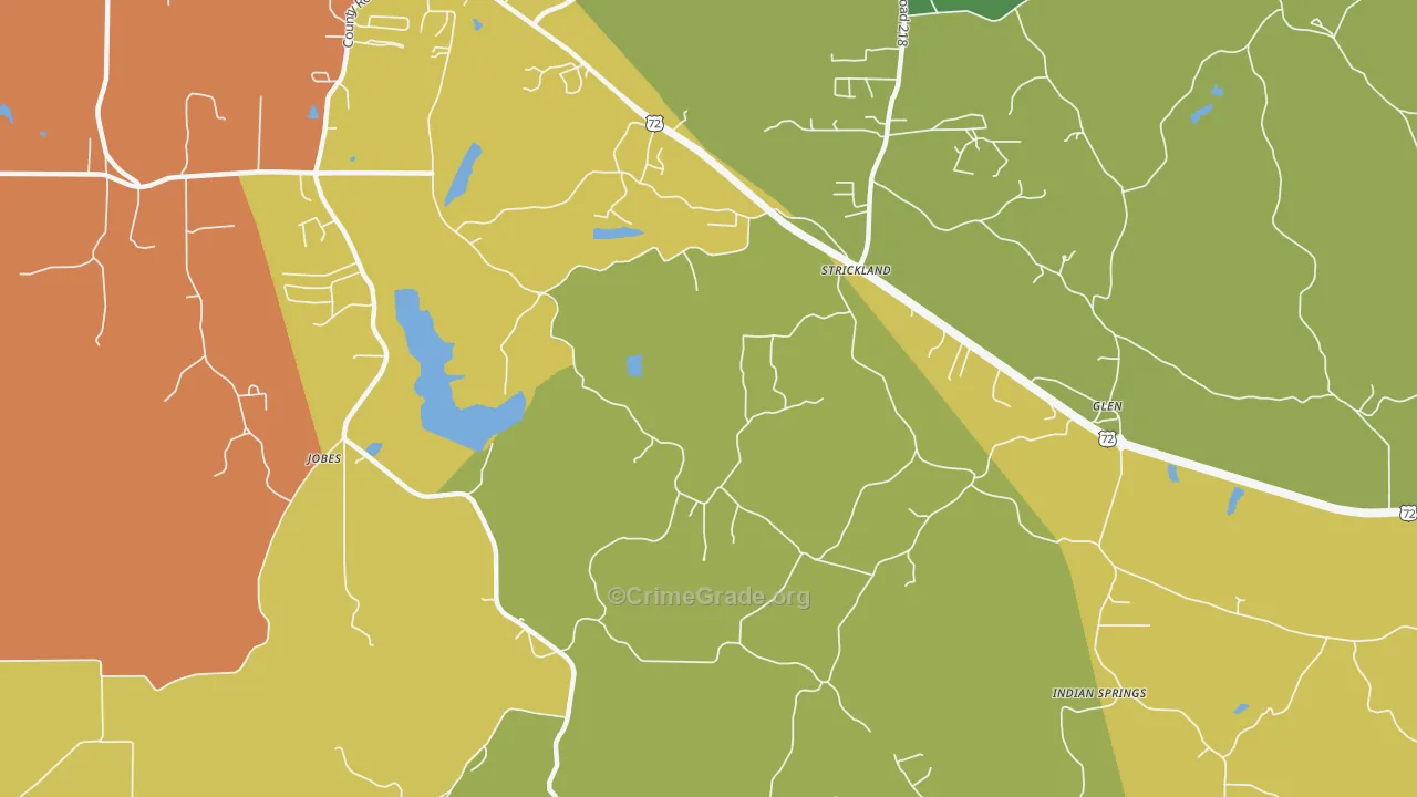 Strickland, MS Map of Robbery Rates