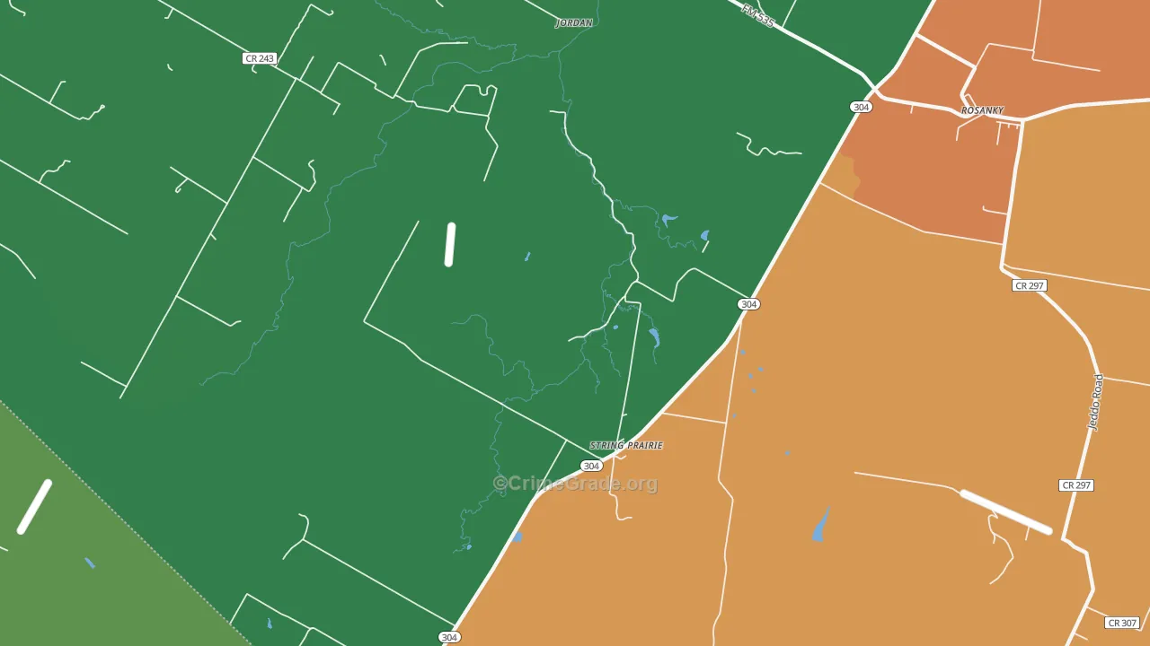 String Prairie, TX Map of Robbery Rates