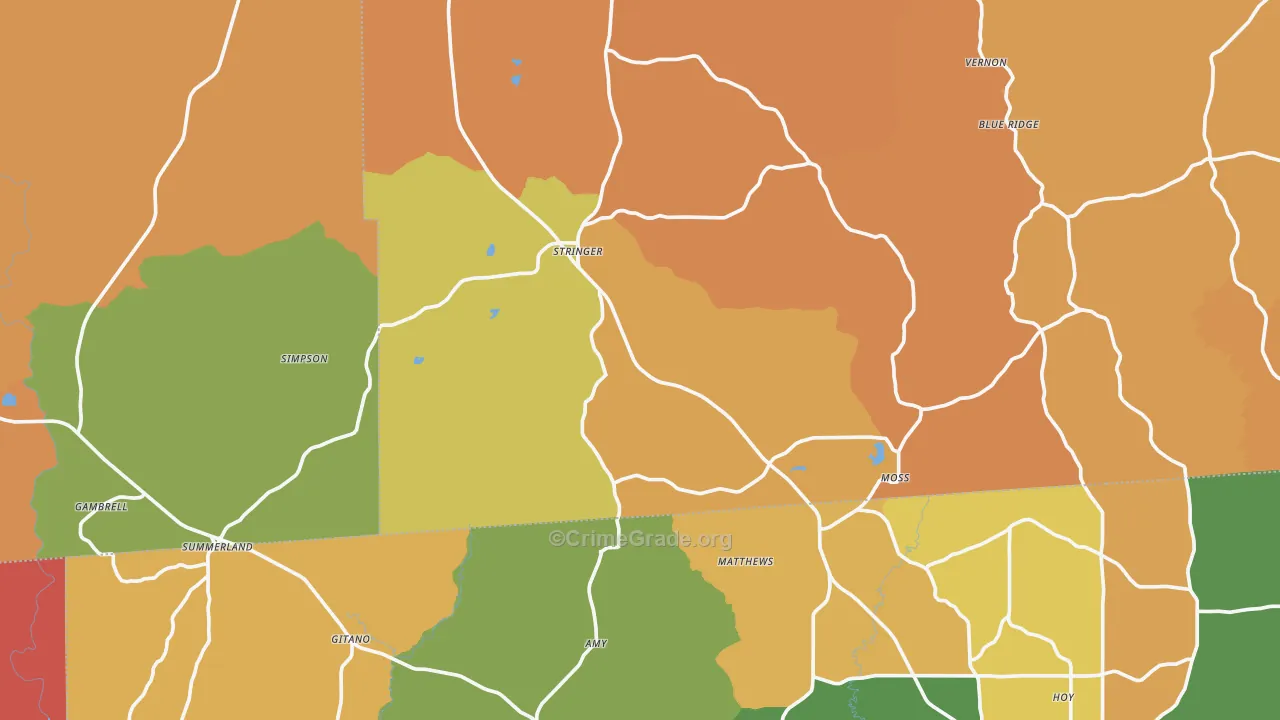 Stringer, MS Map of Robbery Rates