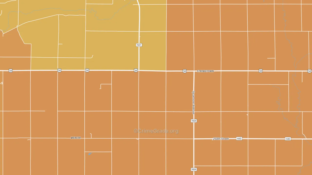 Stringtown, IA Map of Robbery Rates