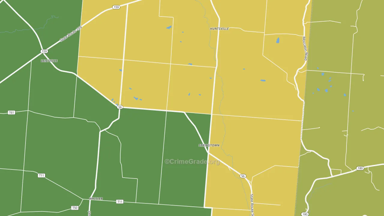 Stringtown, OH Map of Robbery Rates