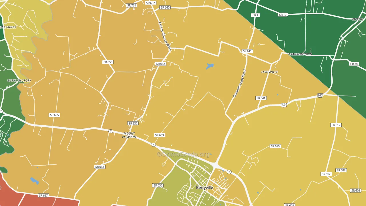 Stringtown, VA Map of Robbery Rates