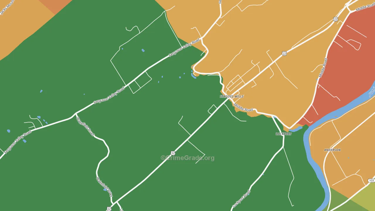 Strodes Mills, PA Map of Robbery Rates