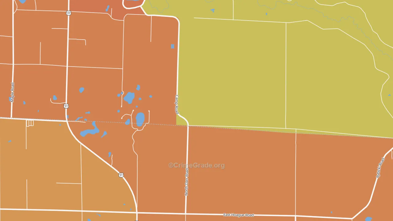 Stronach, MI Map of Robbery Rates