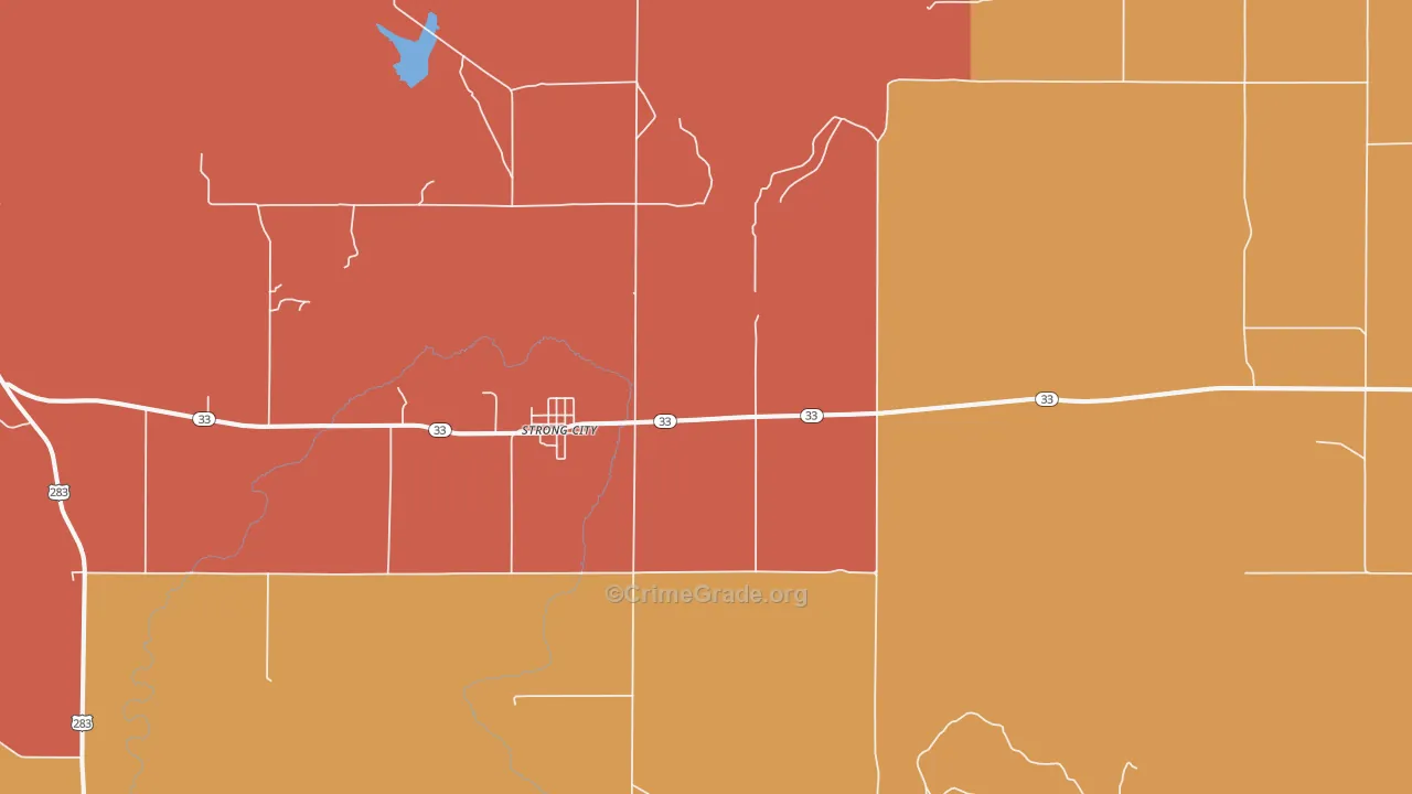 Strong City, OK Map of Robbery Rates