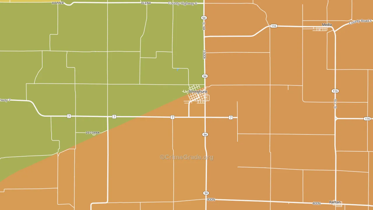 Stronghurst, IL Map of Robbery Rates