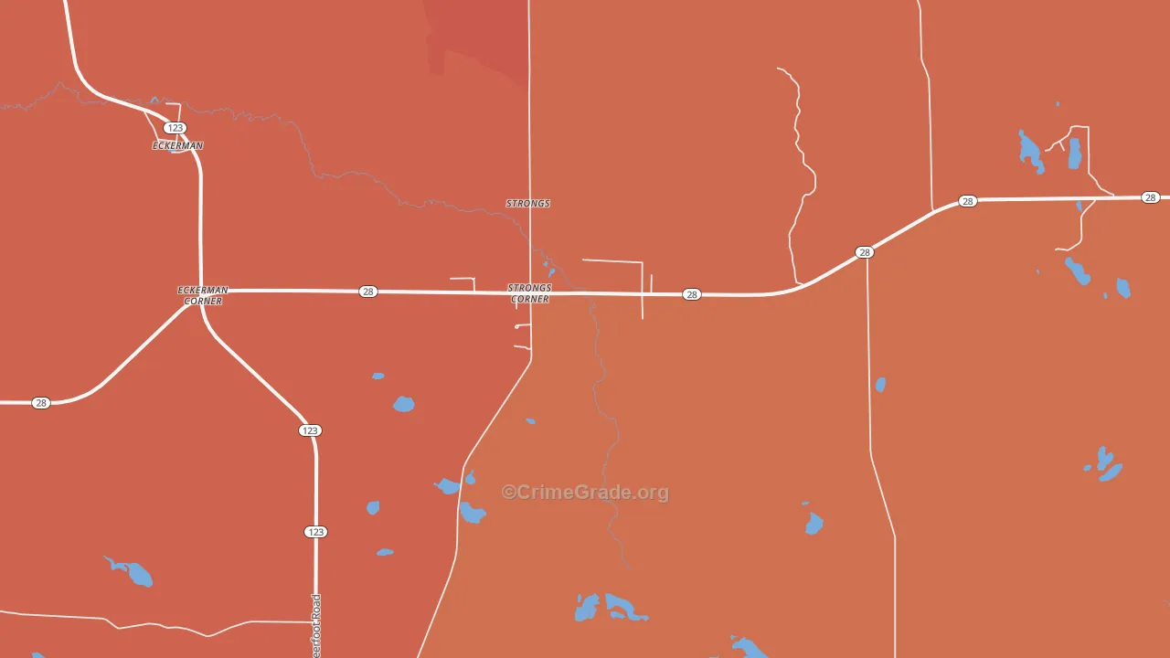 Strongs Corner, MI Map of Robbery Rates