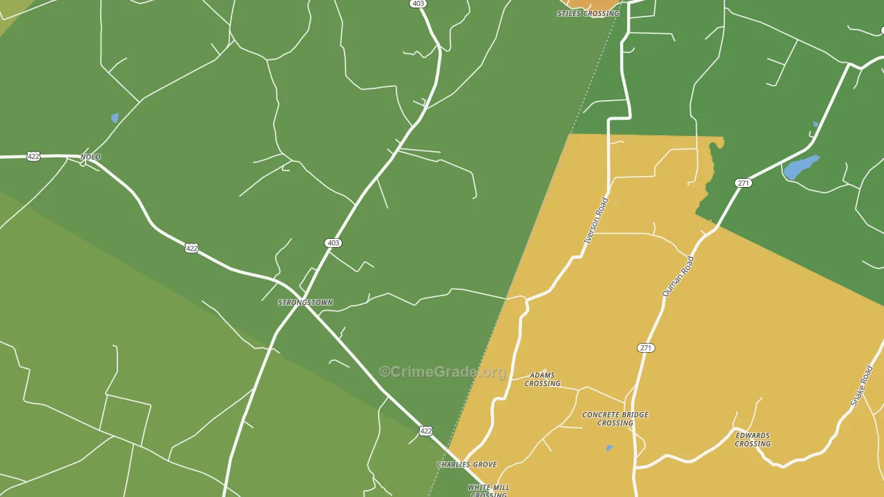 Strongstown, PA Map of Robbery Rates