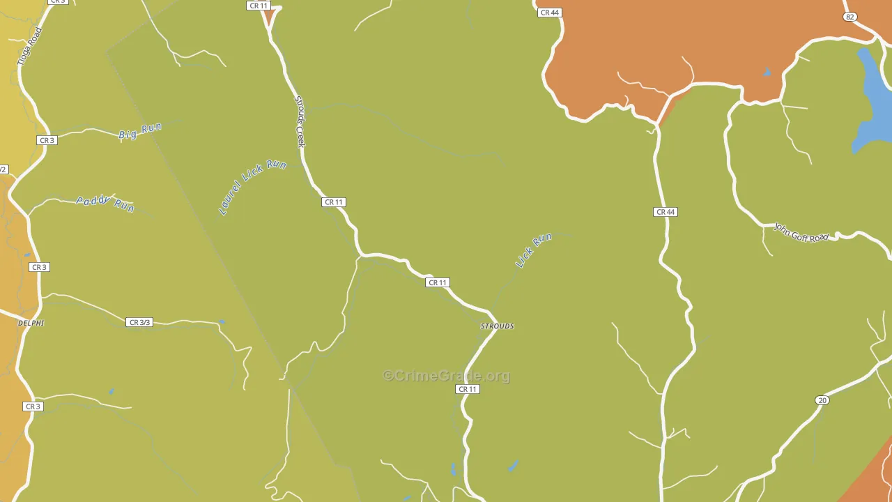 Strouds, WV Map of Robbery Rates