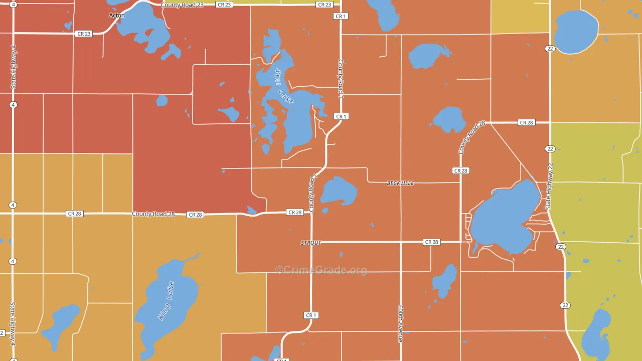 Strout, MN Map of Robbery Rates