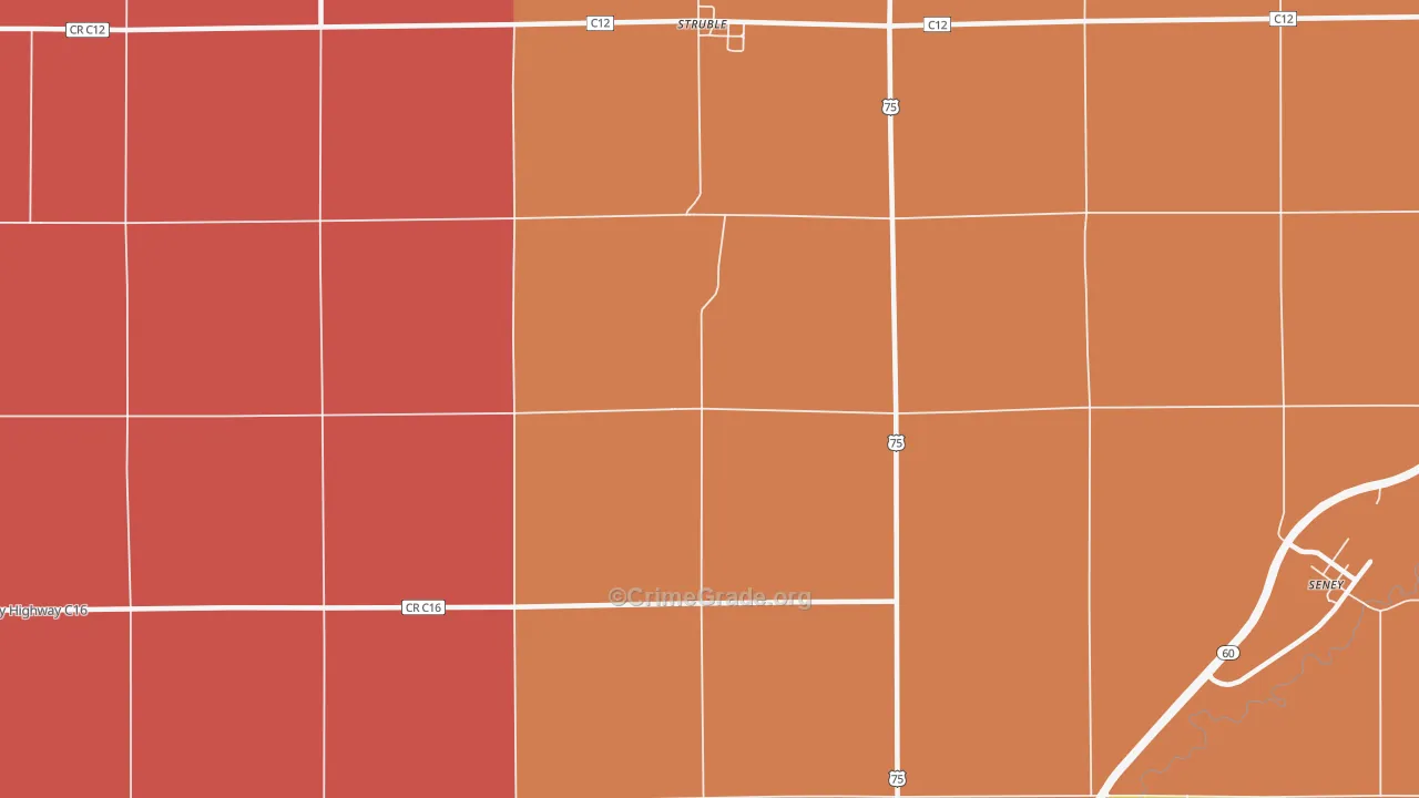 Struble, IA Map of Robbery Rates
