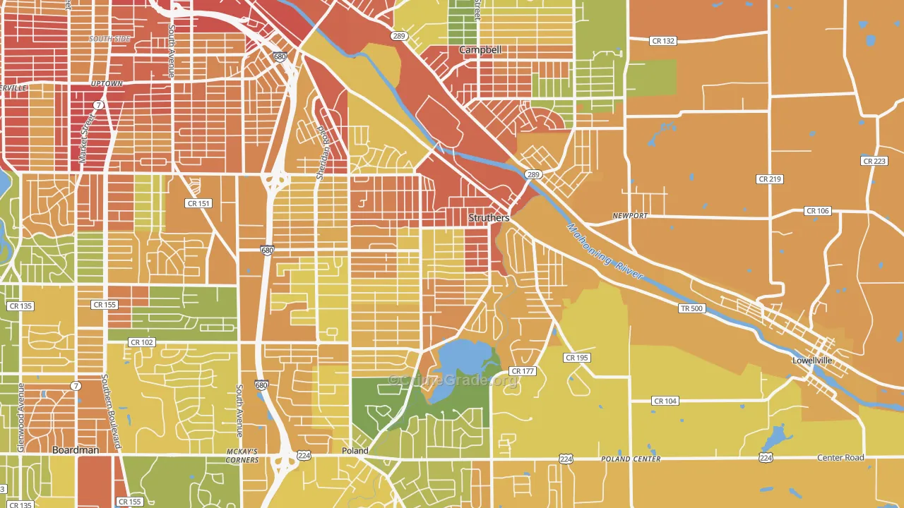 Struthers, OH Map of Robbery Rates