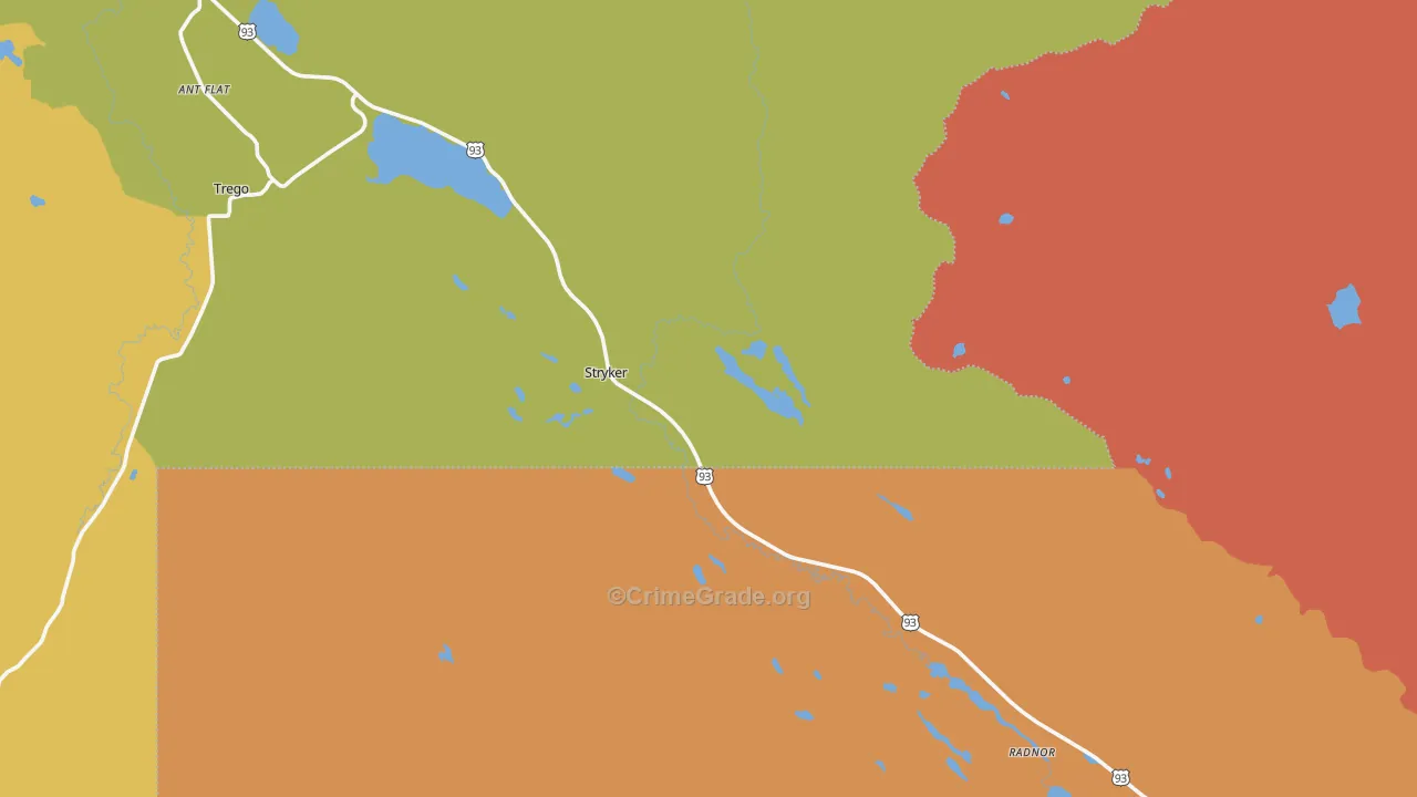 Stryker, MT Map of Robbery Rates