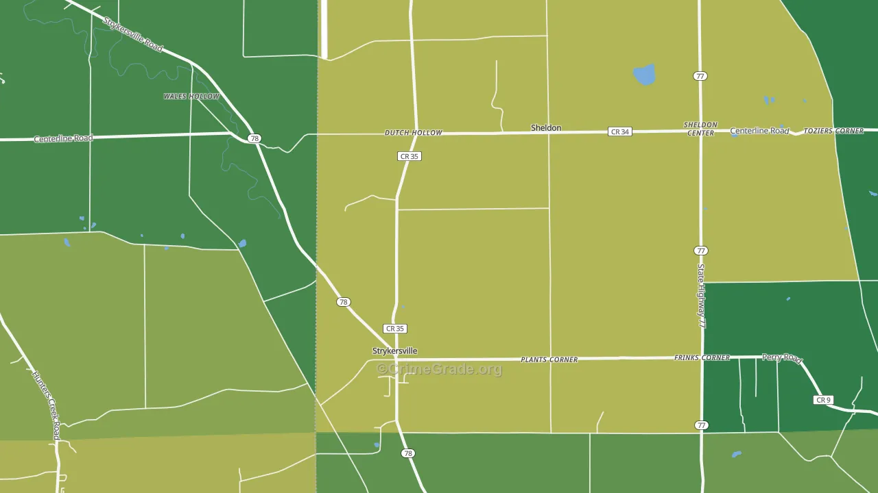 Strykersville, NY Map of Robbery Rates