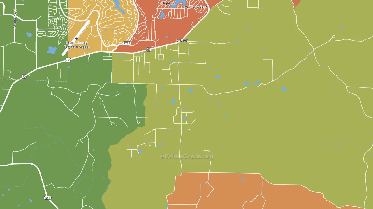 Stuart, AR Map of Robbery Rates