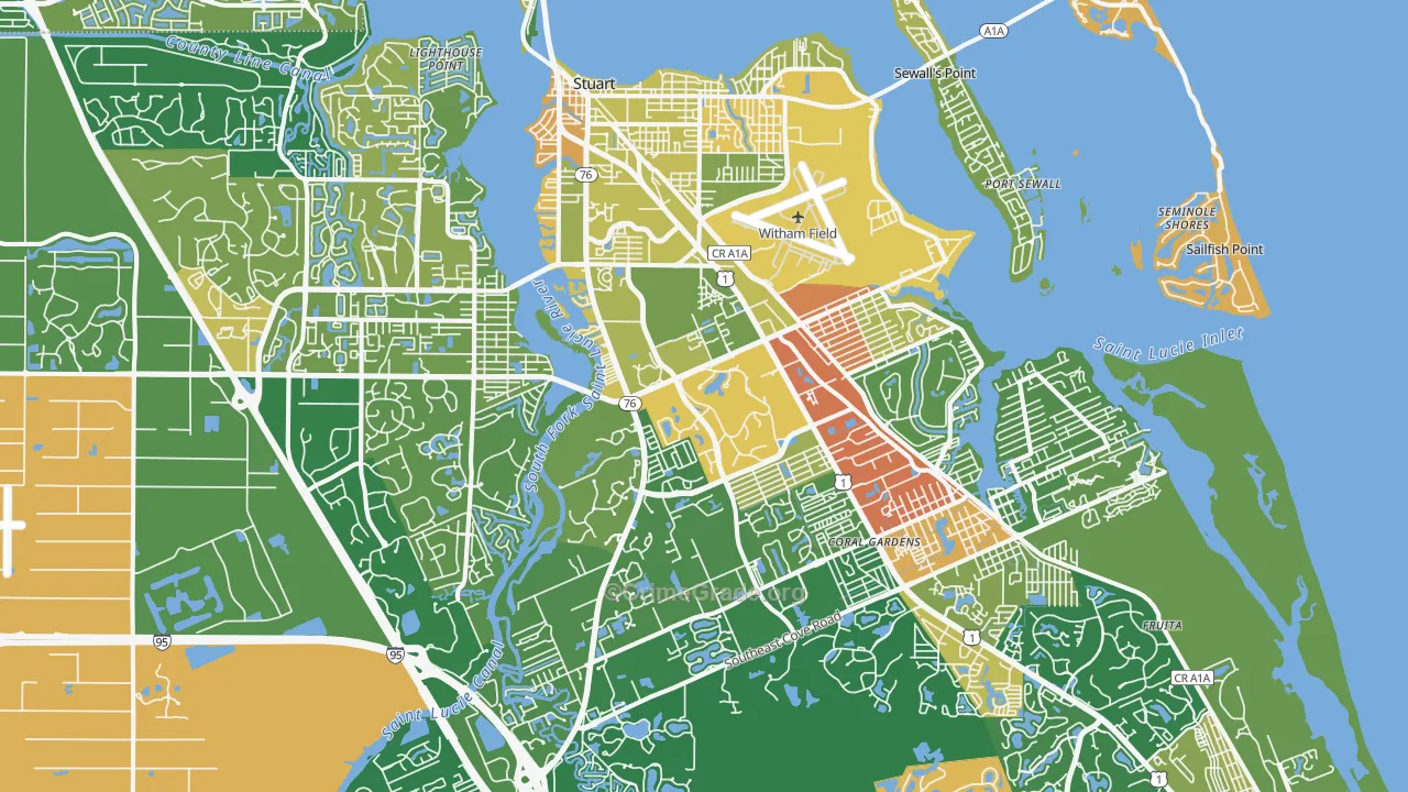 Stuart, FL Map of Robbery Rates