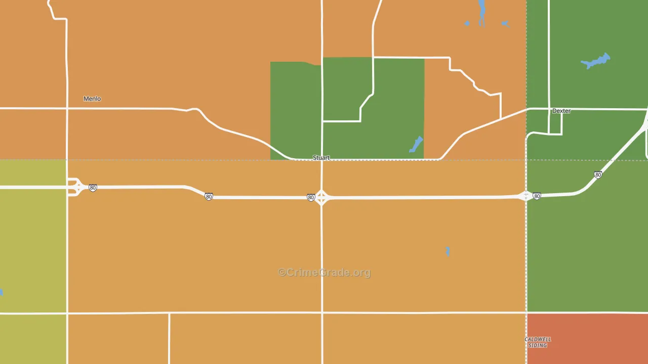 Stuart, IA Map of Robbery Rates