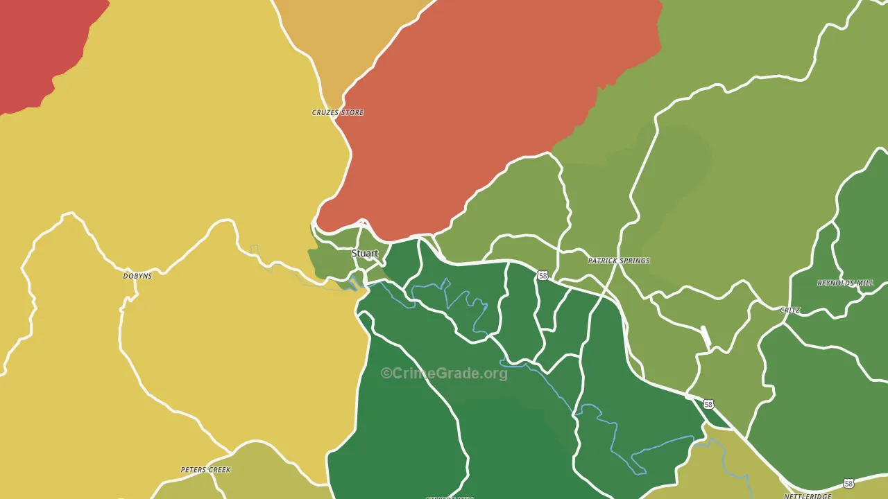 Stuart, VA Map of Robbery Rates