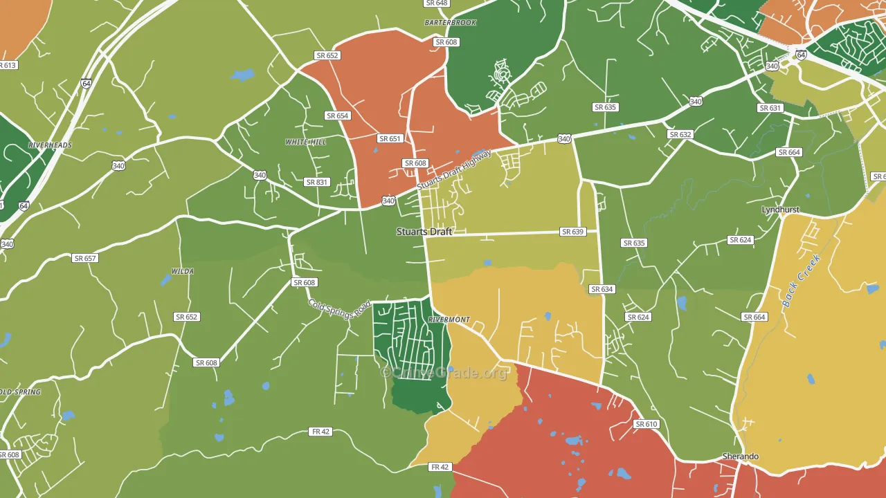 Stuarts Draft, VA Map of Robbery Rates