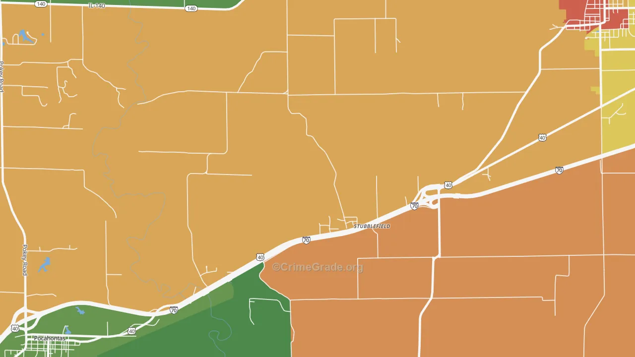 Stubblefield, IL Map of Robbery Rates