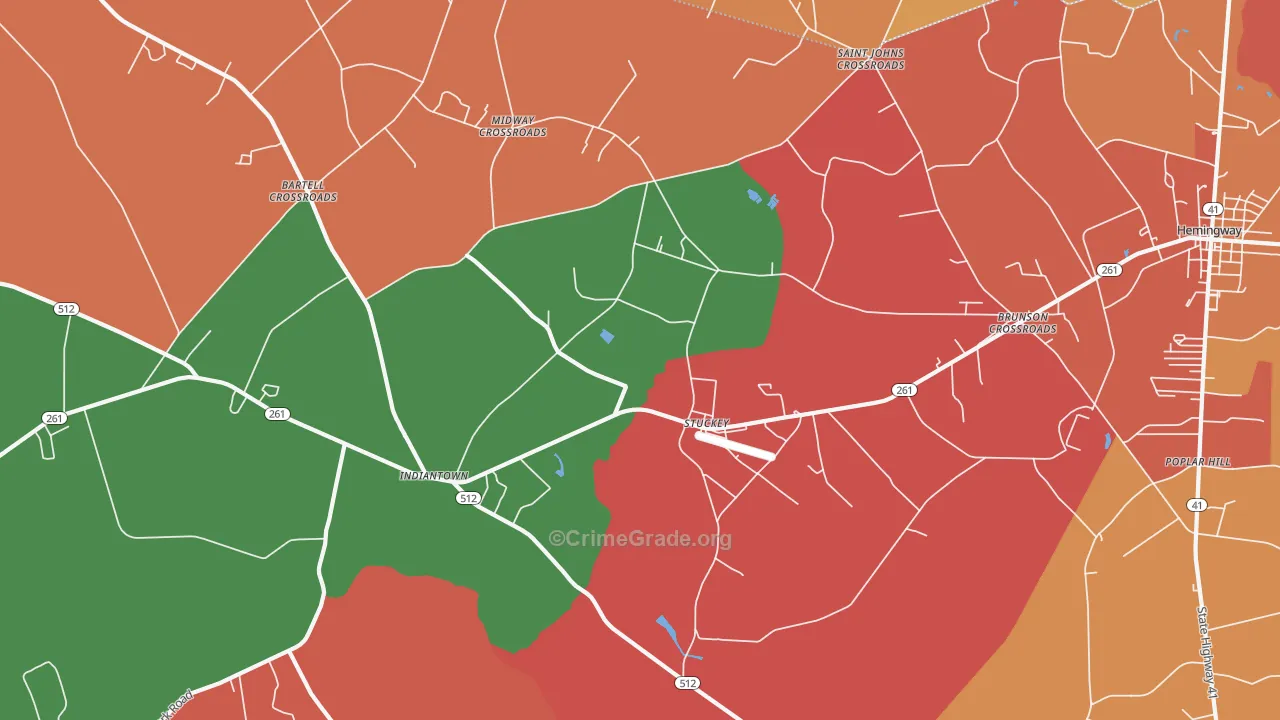 Stuckey, SC Map of Robbery Rates